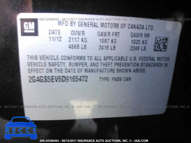 2013 Buick Regal PREMIUM 2G4GS5EV6D9165472 зображення 8