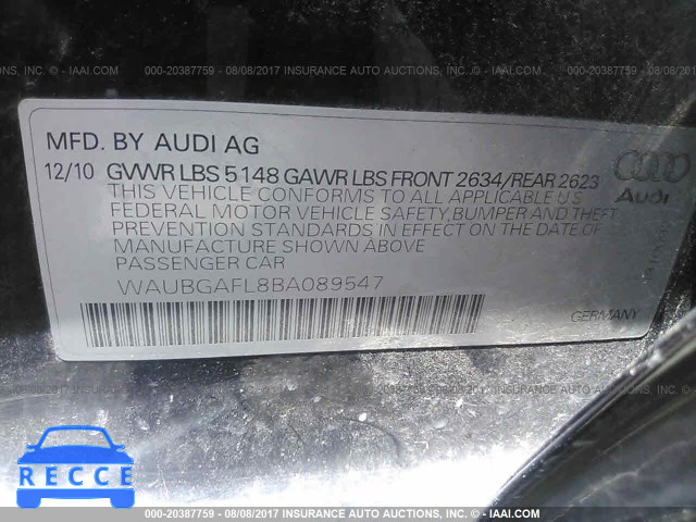 2011 Audi S4 PREMIUM PLUS WAUBGAFL8BA089547 image 8
