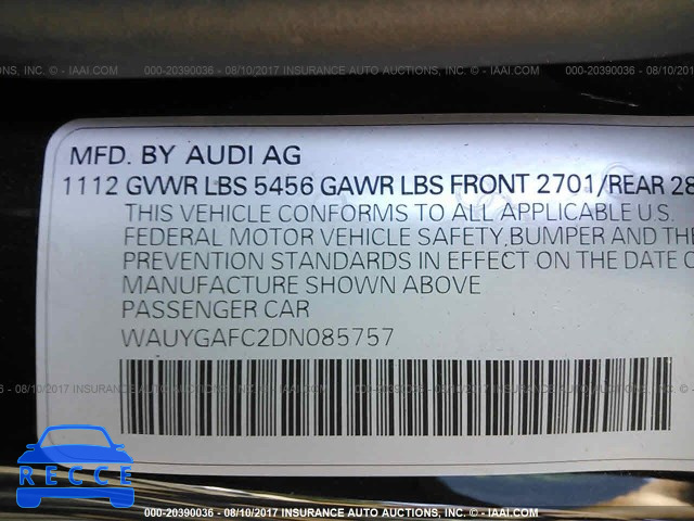 2013 Audi A7 PREMIUM PLUS WAUYGAFC2DN085757 зображення 8
