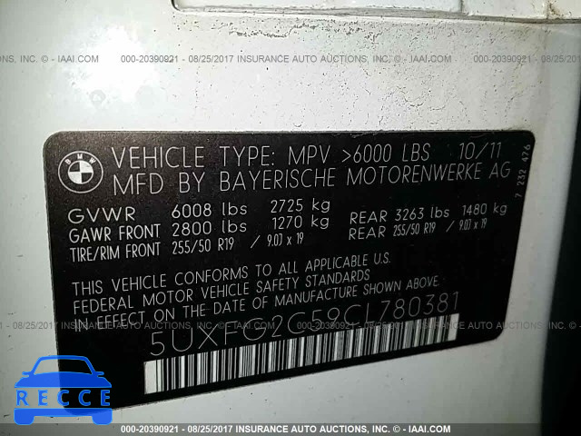 2012 BMW X6 5UXFG2C59CL780381 image 8