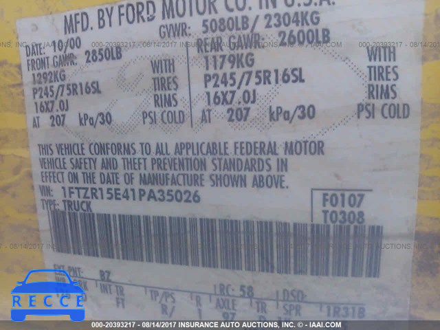 2001 Ford Ranger 1FTZR15E41PA35026 image 8