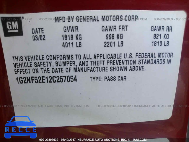 2002 Pontiac Grand Am 1G2NF52E12C257054 зображення 8