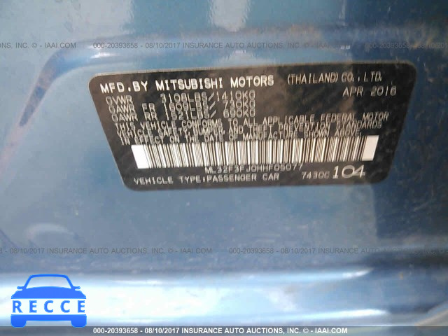 2017 MITSUBISHI MIRAGE G4 ES ML32F3FJ0HHF05077 image 8