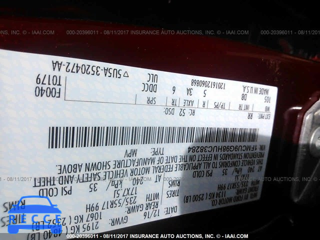 2017 FORD ESCAPE 1FMCU9G98HUC38284 image 8