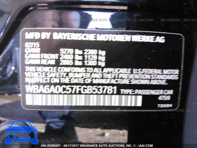 2015 BMW 640 I/GRAN COUPE WBA6A0C57FGB53781 зображення 8