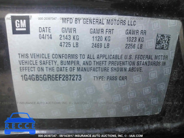 2014 Buick Lacrosse 1G4GB5GR6EF287273 image 8
