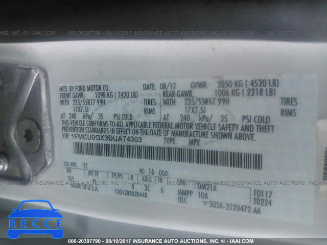 2013 Ford Escape 1FMCU0GX3DUA74303 image 8