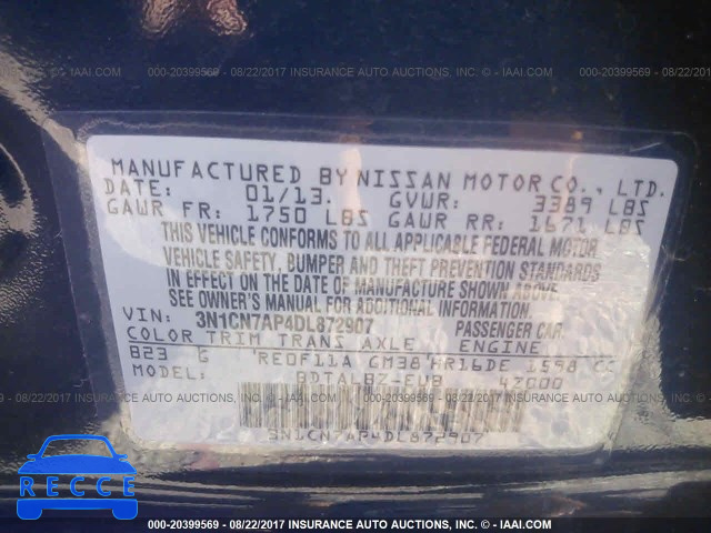 2013 Nissan Versa S/S PLUS/SV/SL 3N1CN7AP4DL872907 image 8