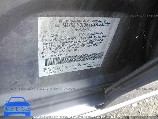 2007 Mazda 6 I 1YVHP80C375M52734 image 8
