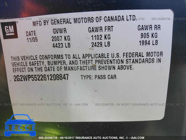 2006 Pontiac Grand Prix 2G2WP552261208847 зображення 8