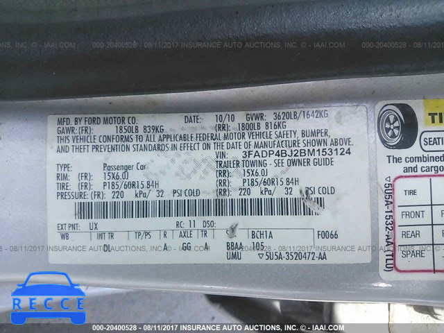 2011 Ford Fiesta 3FADP4BJ2BM153124 image 8