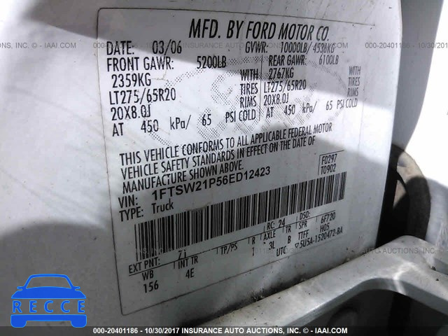 2006 Ford F250 1FTSW21P56ED12423 image 8
