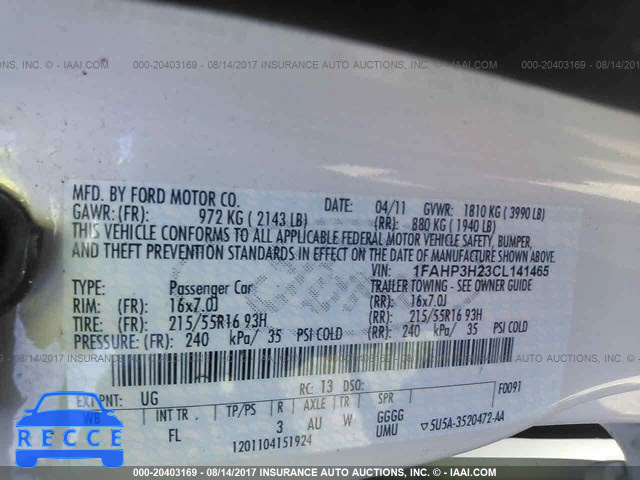 2012 Ford Focus 1FAHP3H23CL141465 image 8