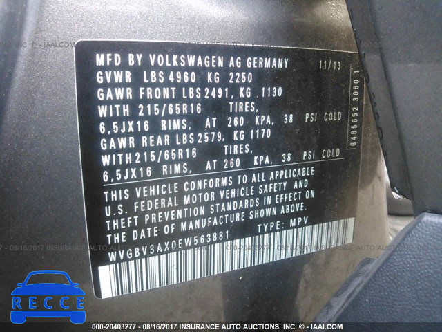 2014 Volkswagen Tiguan S/SE/SEL/R-LINE WVGBV3AX0EW563881 image 8
