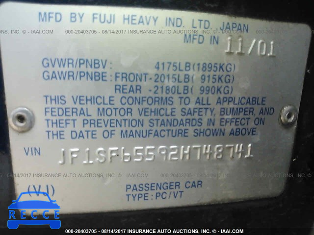 2002 Subaru Forester S JF1SF65592H748741 image 8