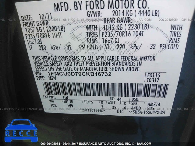 2012 Ford Escape 1FMCU0D79CKB16732 image 8