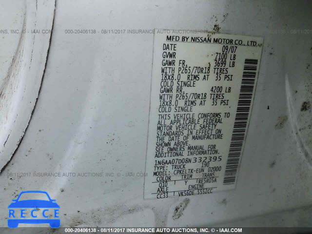 2008 Nissan Titan 1N6AA07D08N332395 image 8