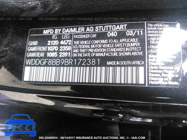 2011 Mercedes-benz C WDDGF8BB9BR172381 image 8