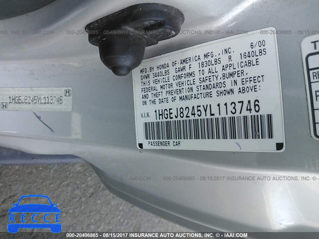 2000 Honda Civic 1HGEJ8245YL113746 image 8