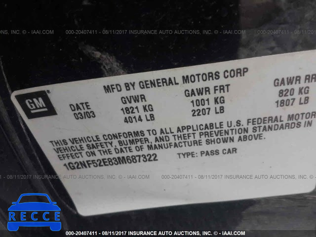 2003 Pontiac Grand Am SE1 1G2NF52E83M687322 image 8