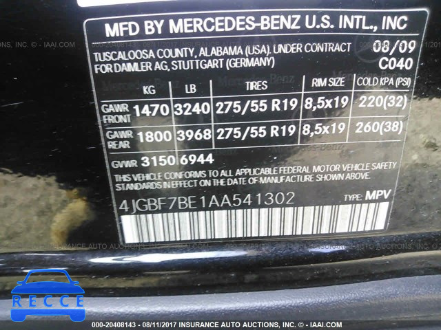 2010 MERCEDES-BENZ GL 450 4MATIC 4JGBF7BE1AA541302 image 8