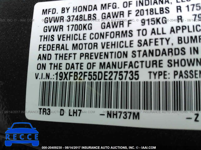 2013 Honda Civic 19XFB2F55DE275735 зображення 8