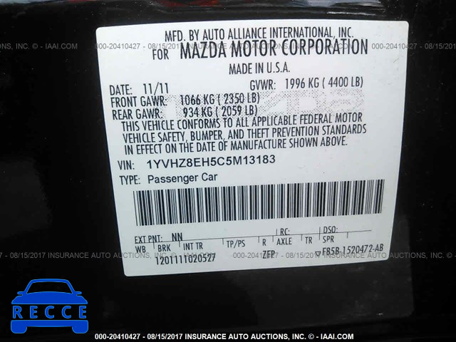 2012 Mazda 6 I 1YVHZ8EH5C5M13183 image 8