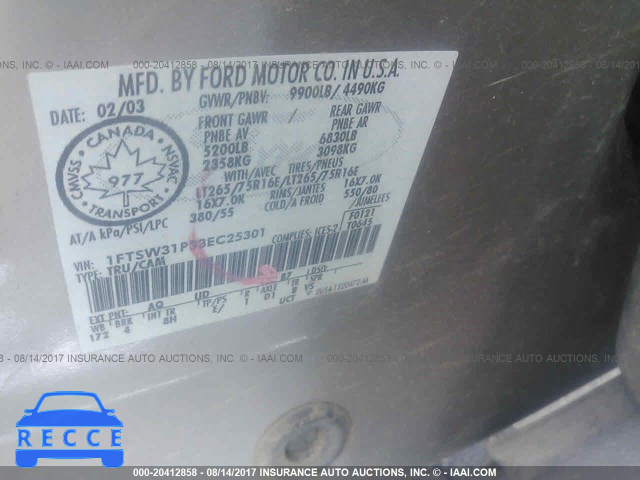 2003 Ford F350 SRW SUPER DUTY 1FTSW31P33EC25301 image 8