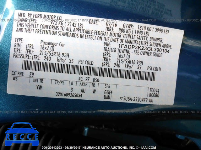 2016 Ford Focus 1FADP3K23GL390104 image 8
