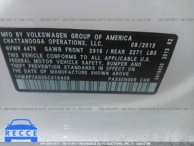 2014 Volkswagen Passat 1VWAP7A32EC018438 image 8