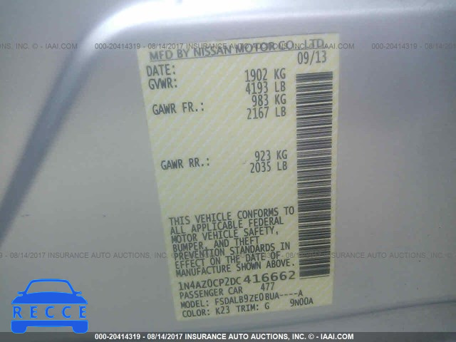 2013 NISSAN LEAF S/SV/SL 1N4AZ0CP2DC416662 image 8