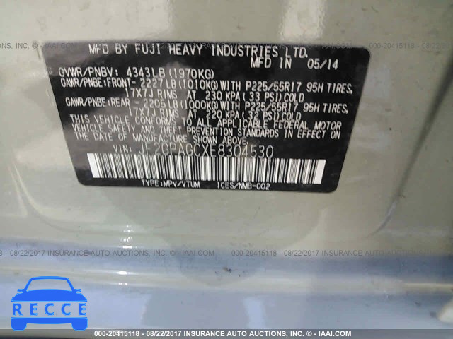 2014 Subaru Xv Crosstrek JF2GPAGCXE8304530 Bild 8
