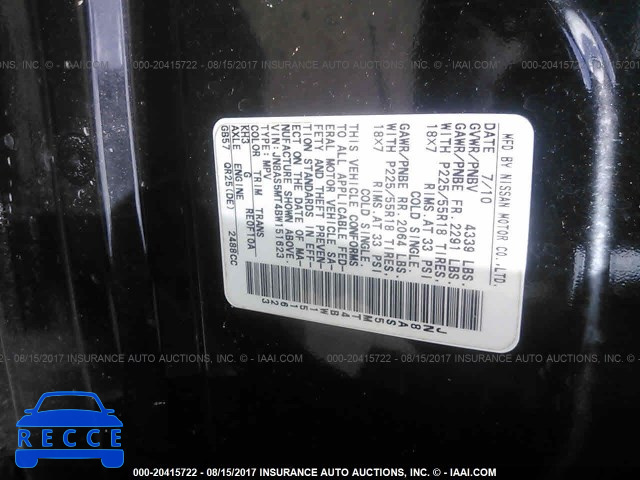 2011 Nissan Rogue JN8AS5MT4BW151623 image 8