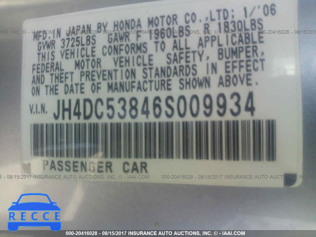 2006 Acura RSX JH4DC53846S009934 image 8
