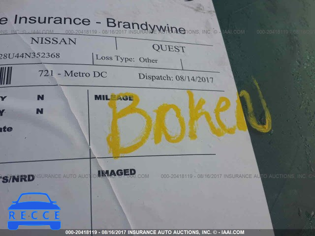 2004 Nissan Quest 5N1BV28U44N352368 Bild 6