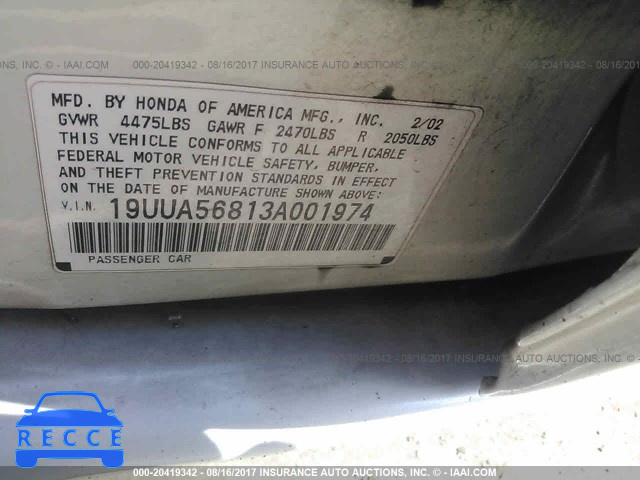 2003 Acura 3.2TL 19UUA56813A001974 image 8