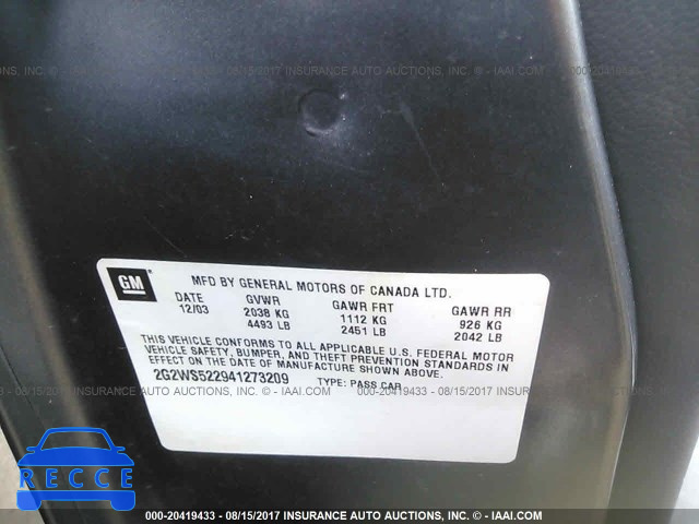 2004 Pontiac Grand Prix 2G2WS522941273209 image 8
