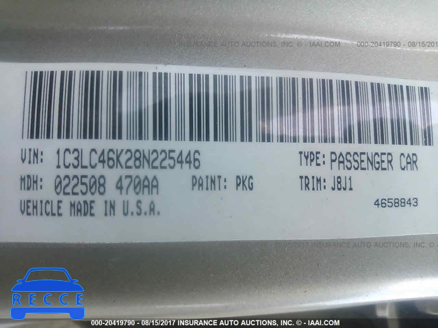2008 Chrysler Sebring LX 1C3LC46K28N225446 image 8