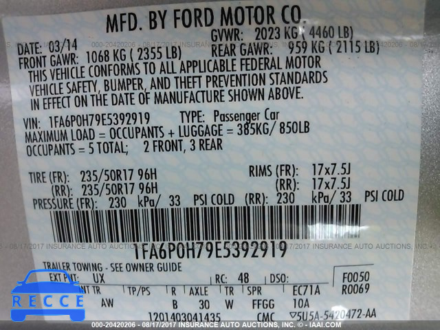 2014 Ford Fusion 1FA6P0H79E5392919 image 8