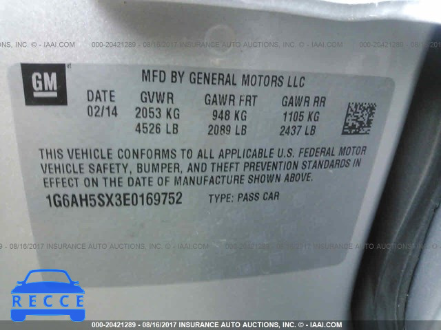 2014 Cadillac ATS LUXURY 1G6AH5SX3E0169752 зображення 8