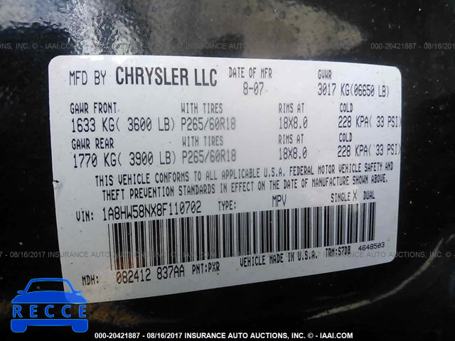 2008 Chrysler Aspen LIMITED 1A8HW58NX8F110702 Bild 8