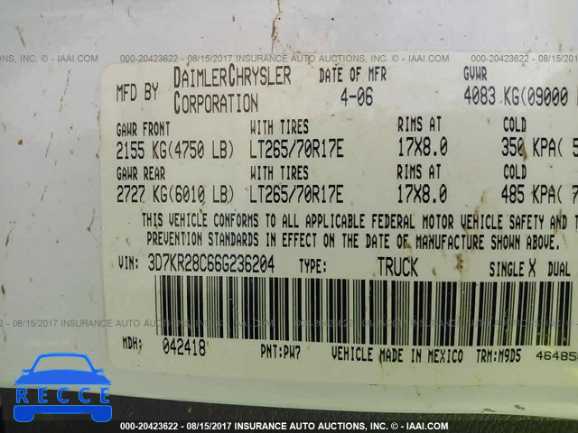 2006 Dodge RAM 2500 3D7KR28C66G236204 image 7