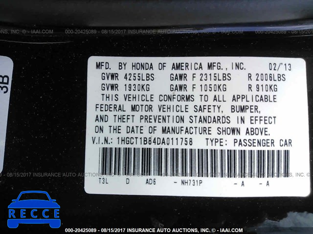 2013 Honda Accord 1HGCT1B84DA011758 image 8
