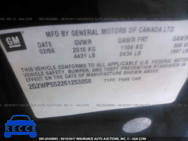2006 Pontiac Grand Prix 2G2WP552261253058 image 8