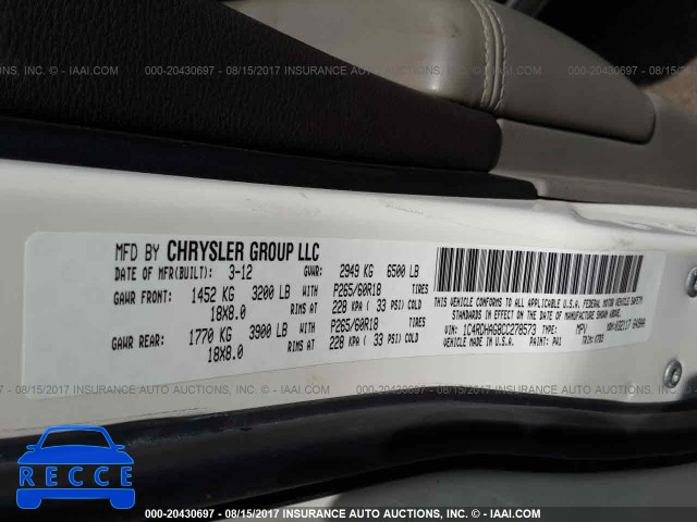 2012 Dodge Durango SXT 1C4RDHAG8CC278573 image 8