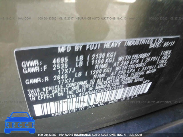 2017 SUBARU OUTBACK 4S4BSACC6H3370129 image 8