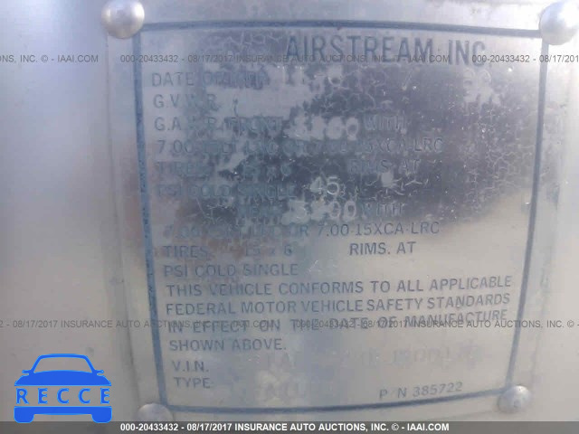 1981 AIRSTREAM INTERNTL 1STAEAR24BJ500175 image 8