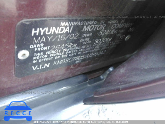 2002 Hyundai Santa Fe GLS/LX KM8SC73D52U299242 image 8