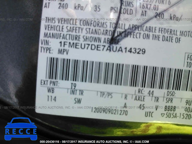2010 Ford Explorer XLT 1FMEU7DE7AUA14329 Bild 8