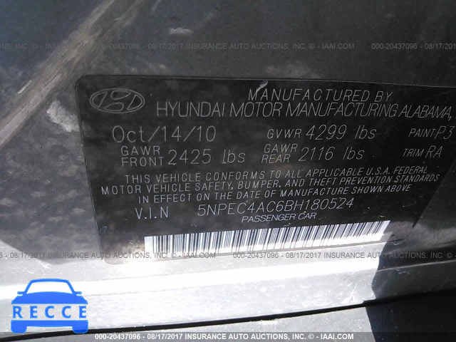 2011 Hyundai Sonata 5NPEC4AC6BH180524 зображення 8